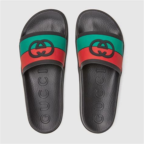 gucci shoes red and green|Gucci red and green slides.